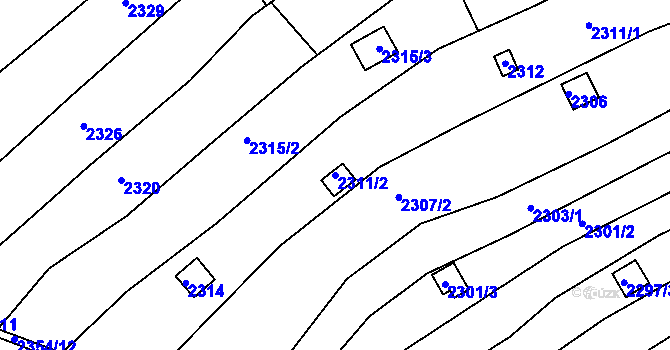 Parcela st. 2311/2 v KÚ Jundrov, Katastrální mapa
