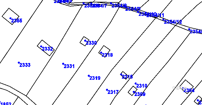 Parcela st. 2318 v KÚ Jundrov, Katastrální mapa