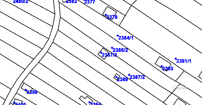 Parcela st. 2387/3 v KÚ Jundrov, Katastrální mapa