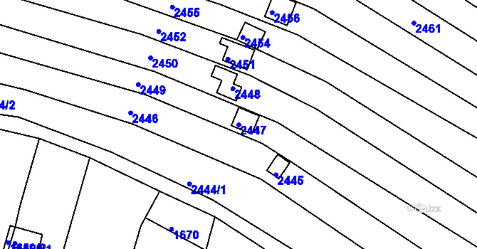 Parcela st. 2447 v KÚ Jundrov, Katastrální mapa