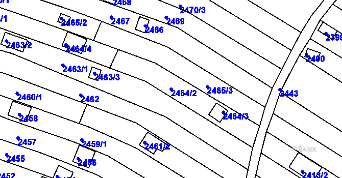 Parcela st. 2464/2 v KÚ Jundrov, Katastrální mapa