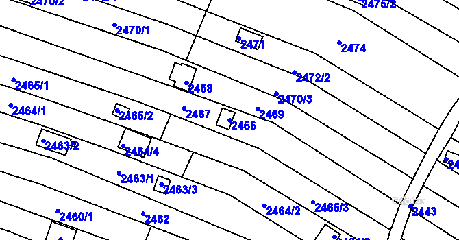Parcela st. 2466 v KÚ Jundrov, Katastrální mapa