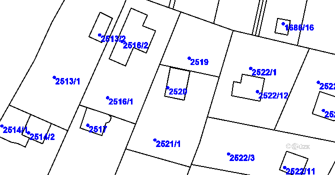 Parcela st. 2520 v KÚ Jundrov, Katastrální mapa