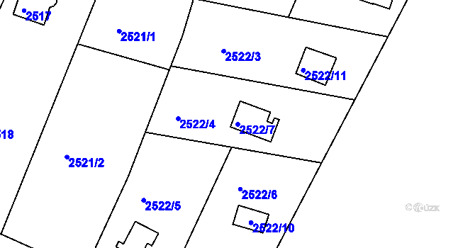 Parcela st. 2522/7 v KÚ Jundrov, Katastrální mapa