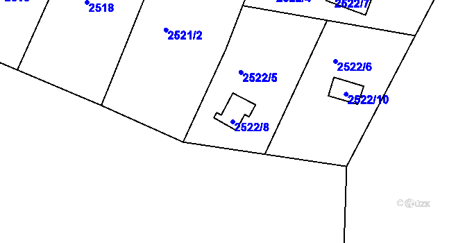 Parcela st. 2522/8 v KÚ Jundrov, Katastrální mapa