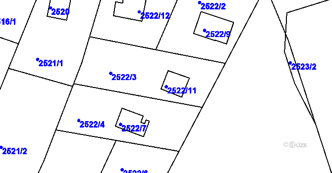 Parcela st. 2522/11 v KÚ Jundrov, Katastrální mapa