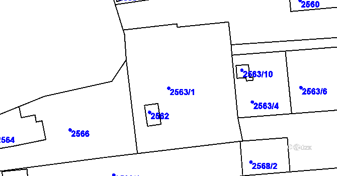 Parcela st. 2563/1 v KÚ Jundrov, Katastrální mapa