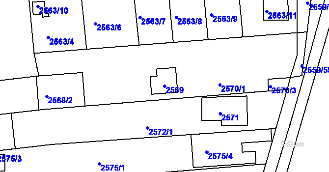 Parcela st. 2569 v KÚ Jundrov, Katastrální mapa