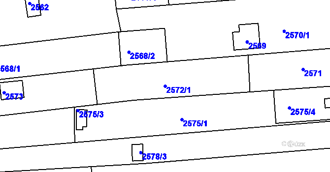 Parcela st. 2572/1 v KÚ Jundrov, Katastrální mapa