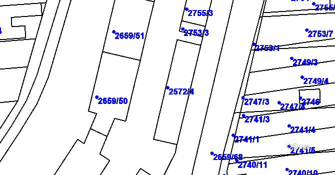 Parcela st. 2572/4 v KÚ Jundrov, Katastrální mapa
