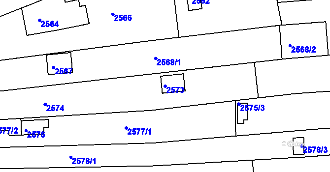 Parcela st. 2573 v KÚ Jundrov, Katastrální mapa