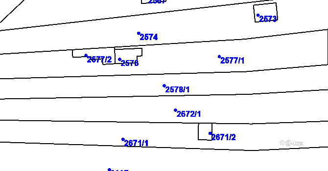 Parcela st. 2578/1 v KÚ Jundrov, Katastrální mapa