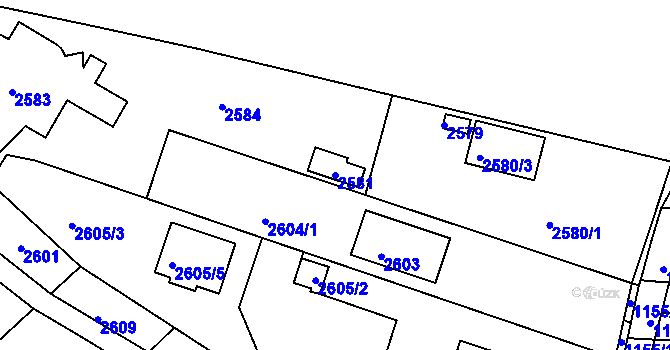 Parcela st. 2581 v KÚ Jundrov, Katastrální mapa
