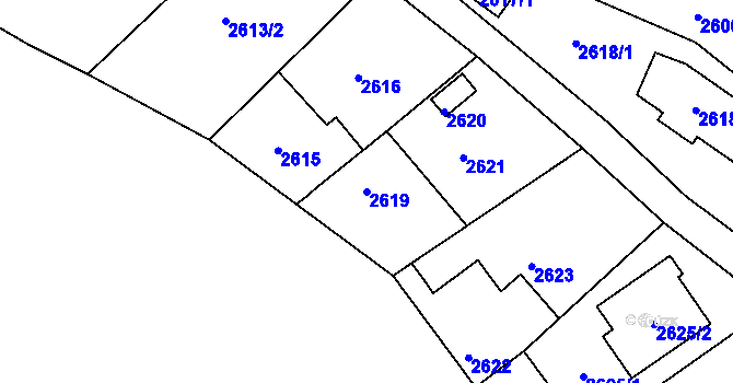 Parcela st. 2619 v KÚ Jundrov, Katastrální mapa