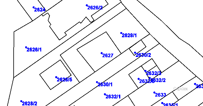 Parcela st. 2627 v KÚ Jundrov, Katastrální mapa