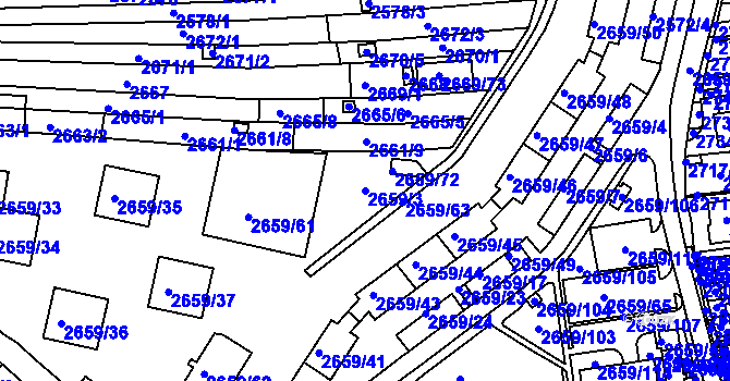 Parcela st. 2659/3 v KÚ Jundrov, Katastrální mapa