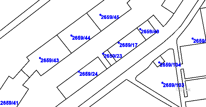 Parcela st. 2659/23 v KÚ Jundrov, Katastrální mapa