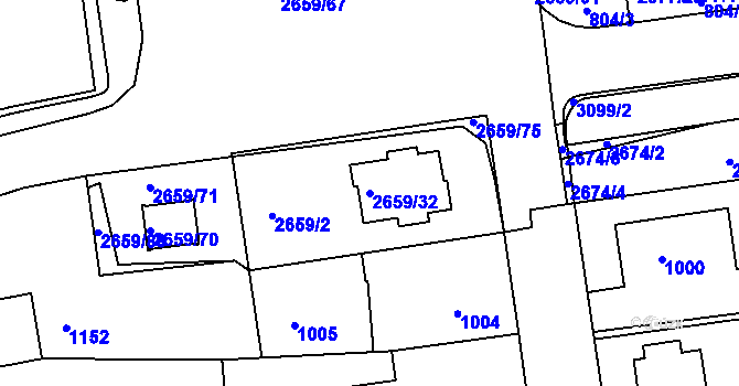 Parcela st. 2659/32 v KÚ Jundrov, Katastrální mapa