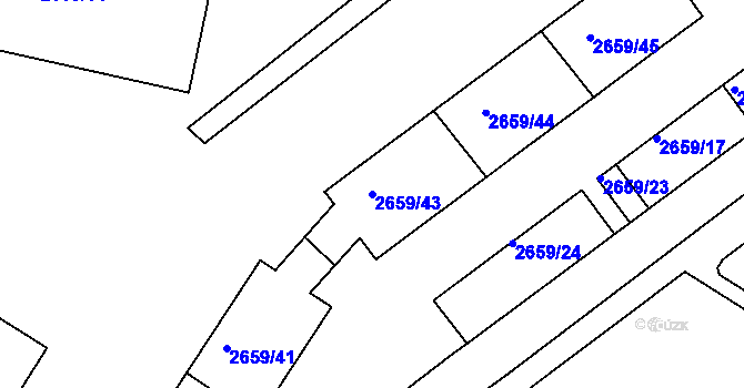 Parcela st. 2659/43 v KÚ Jundrov, Katastrální mapa