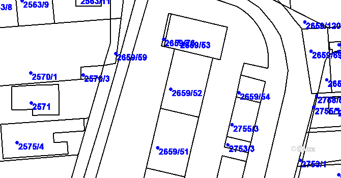 Parcela st. 2659/52 v KÚ Jundrov, Katastrální mapa