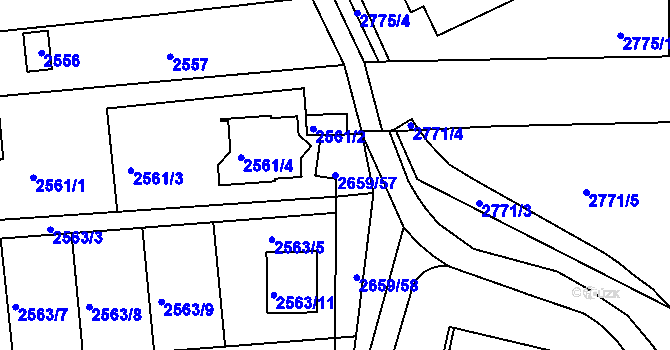 Parcela st. 2659/57 v KÚ Jundrov, Katastrální mapa