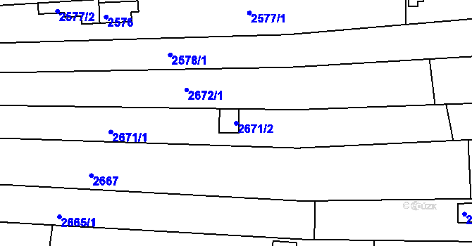 Parcela st. 2671/2 v KÚ Jundrov, Katastrální mapa