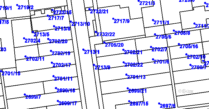 Parcela st. 2702/2 v KÚ Jundrov, Katastrální mapa