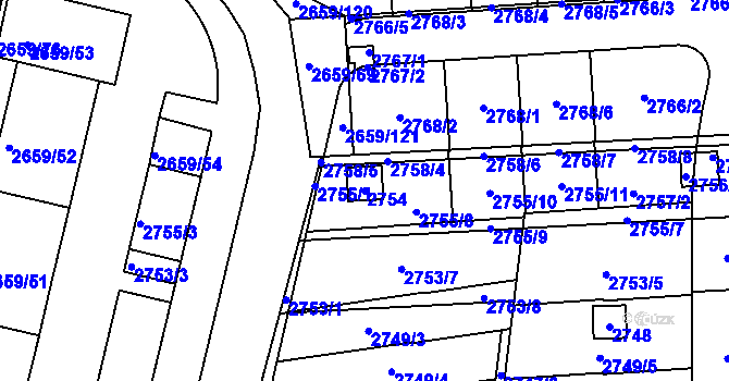 Parcela st. 2754 v KÚ Jundrov, Katastrální mapa