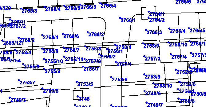Parcela st. 2756 v KÚ Jundrov, Katastrální mapa