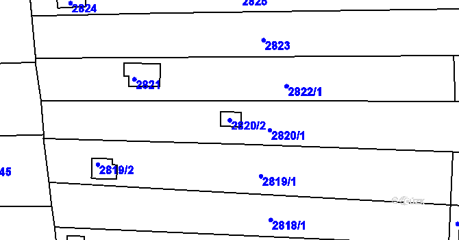 Parcela st. 2820/2 v KÚ Jundrov, Katastrální mapa