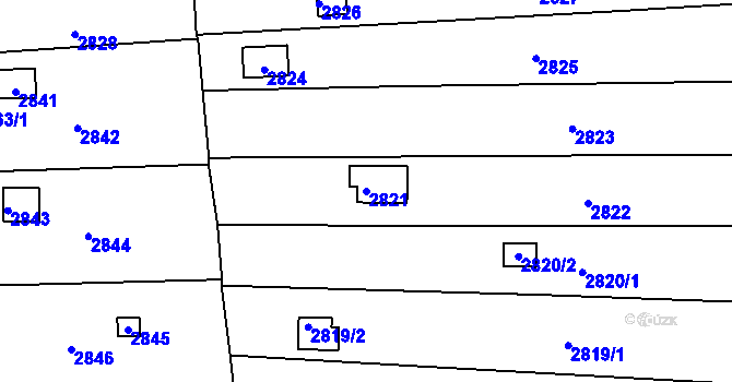 Parcela st. 2821 v KÚ Jundrov, Katastrální mapa