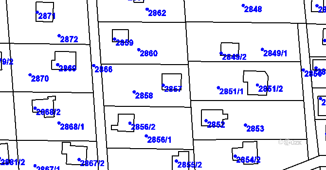 Parcela st. 2857 v KÚ Jundrov, Katastrální mapa