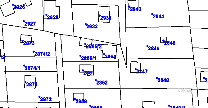 Parcela st. 2864 v KÚ Jundrov, Katastrální mapa