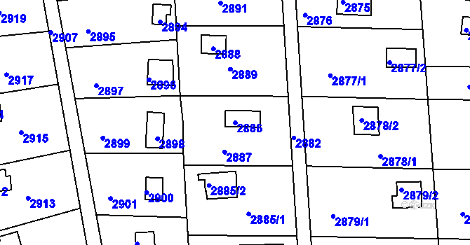 Parcela st. 2886 v KÚ Jundrov, Katastrální mapa