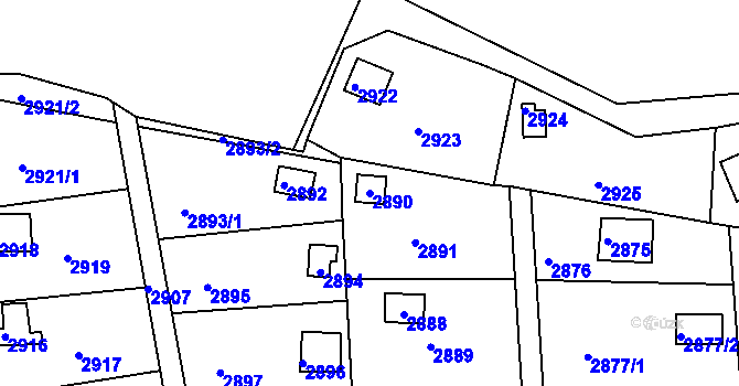 Parcela st. 2890 v KÚ Jundrov, Katastrální mapa
