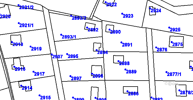 Parcela st. 2894 v KÚ Jundrov, Katastrální mapa