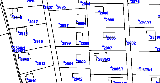 Parcela st. 2898 v KÚ Jundrov, Katastrální mapa