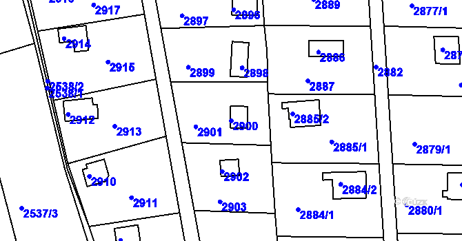 Parcela st. 2900 v KÚ Jundrov, Katastrální mapa