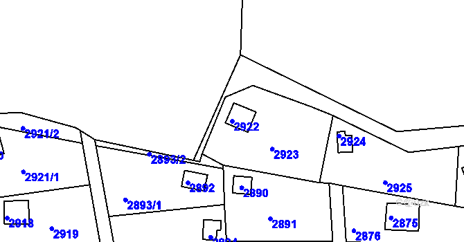 Parcela st. 2922 v KÚ Jundrov, Katastrální mapa
