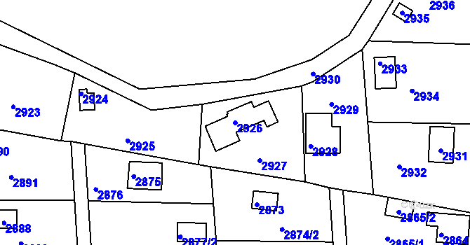 Parcela st. 2926 v KÚ Jundrov, Katastrální mapa