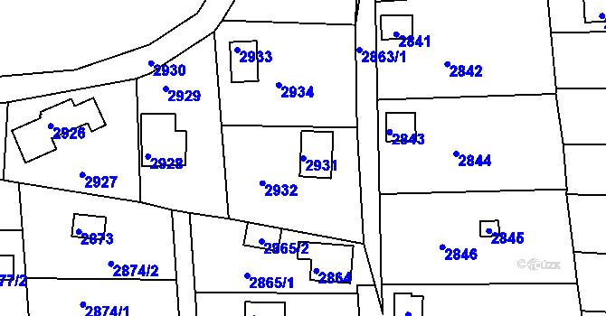 Parcela st. 2931 v KÚ Jundrov, Katastrální mapa