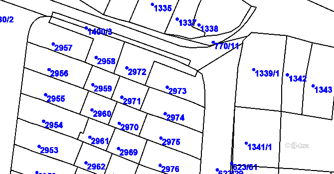 Parcela st. 2973 v KÚ Jundrov, Katastrální mapa