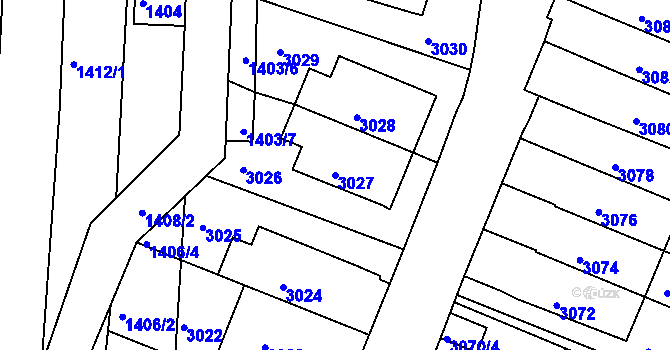 Parcela st. 3027 v KÚ Jundrov, Katastrální mapa