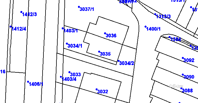Parcela st. 3035 v KÚ Jundrov, Katastrální mapa