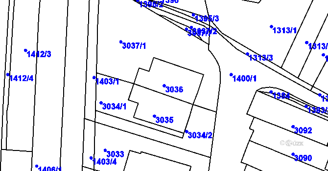 Parcela st. 3036 v KÚ Jundrov, Katastrální mapa
