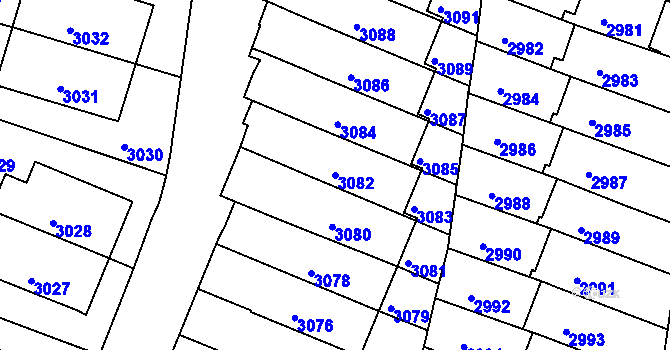 Parcela st. 3082 v KÚ Jundrov, Katastrální mapa