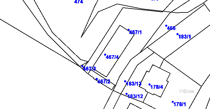 Parcela st. 467/4 v KÚ Jundrov, Katastrální mapa
