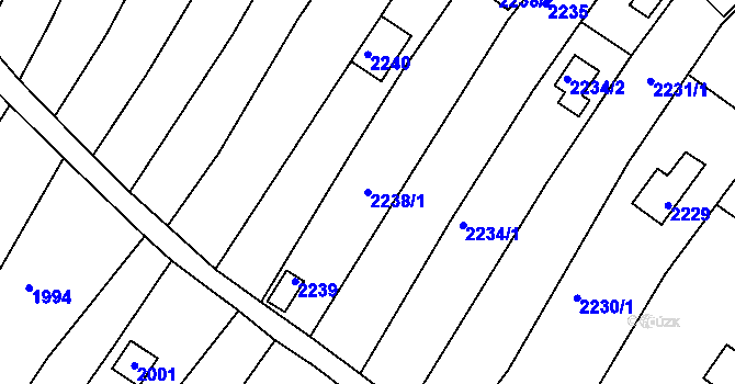 Parcela st. 2238/1 v KÚ Jundrov, Katastrální mapa