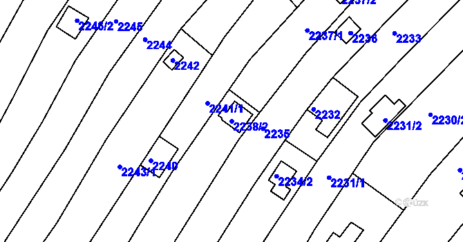 Parcela st. 2238/2 v KÚ Jundrov, Katastrální mapa