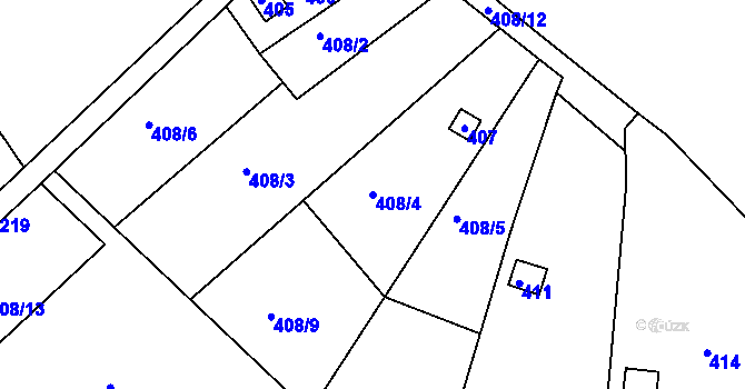 Parcela st. 408/4 v KÚ Jundrov, Katastrální mapa